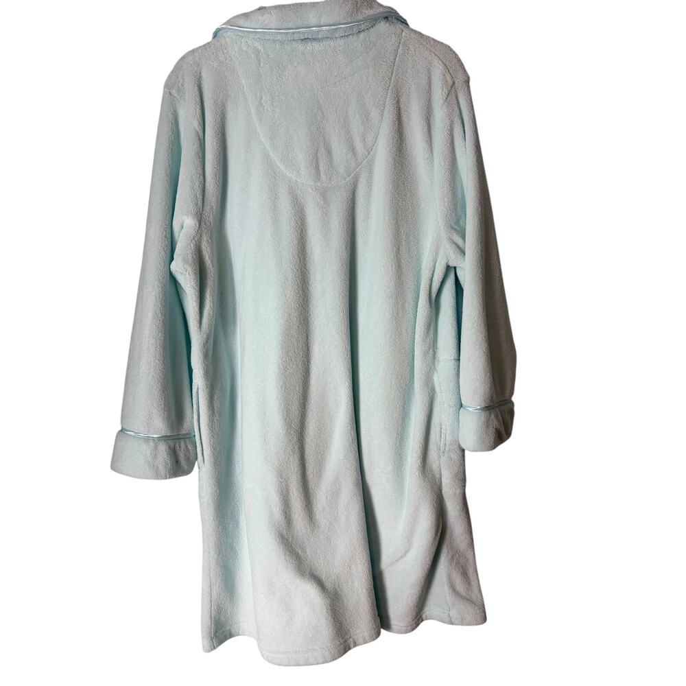 Morning Glory Jasmine Rose Plush Fleece Zip Front Robe Housecoat Embroidered L - Picture 3 of 8